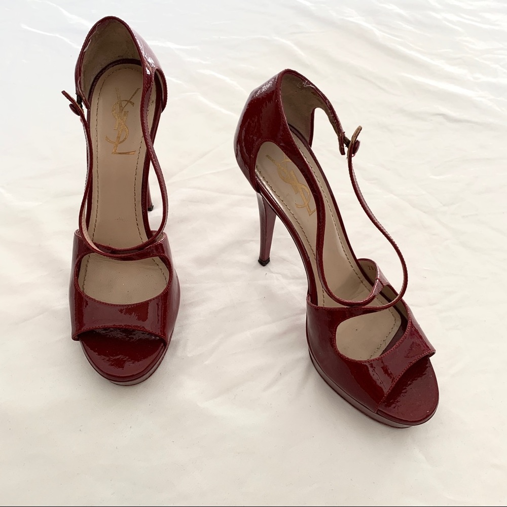 YSL Saint Laurent Red Patent Leather Heels
